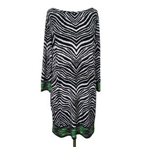 MICHAEL Michael Kors Shift Dress Animal Print Stretch Size XL Black White Green